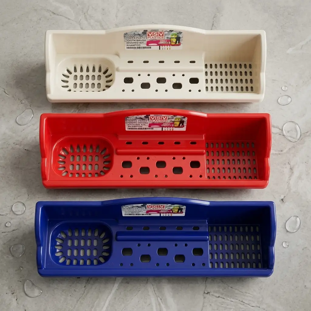 V.S.V bathroom multipurpose shelves in ivory, red and blue