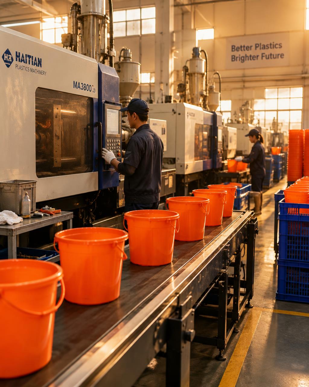 Plastics molding machines on the V.S.V factory floor